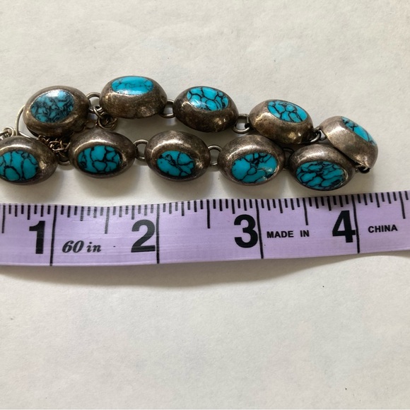 chunky vintage turquoise and silver bracelet - Picture 6 of 6